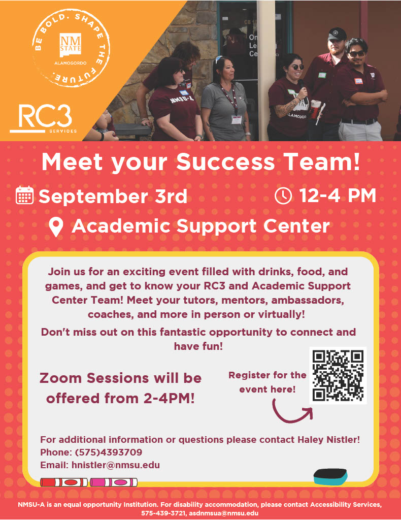 Flyer for the Meet Your Success Team event with details about the event