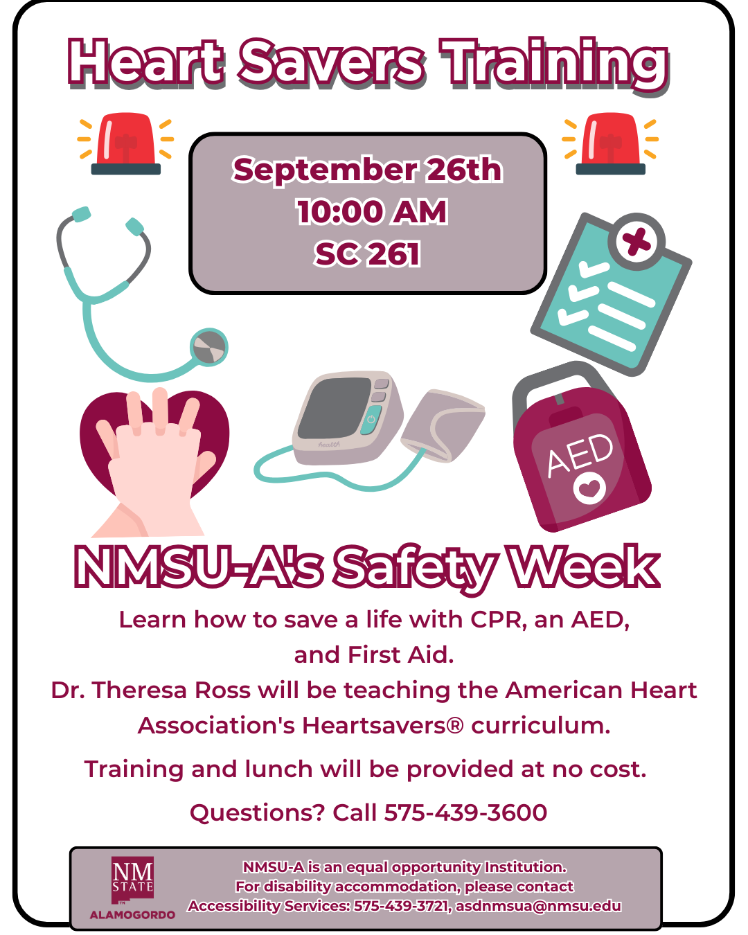 Heart Savers Training (NMSU-A Safety Week)