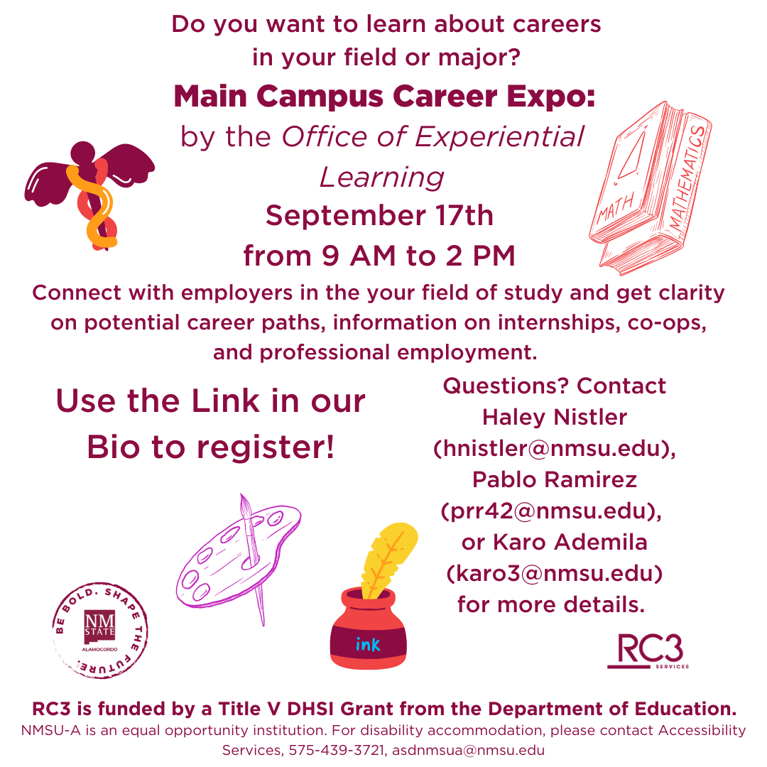 Flyer for the Main Campus Visit for Career Expo