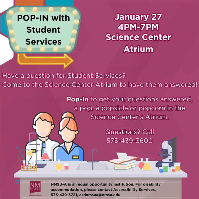 POP-IN with Student Services at the Science Center