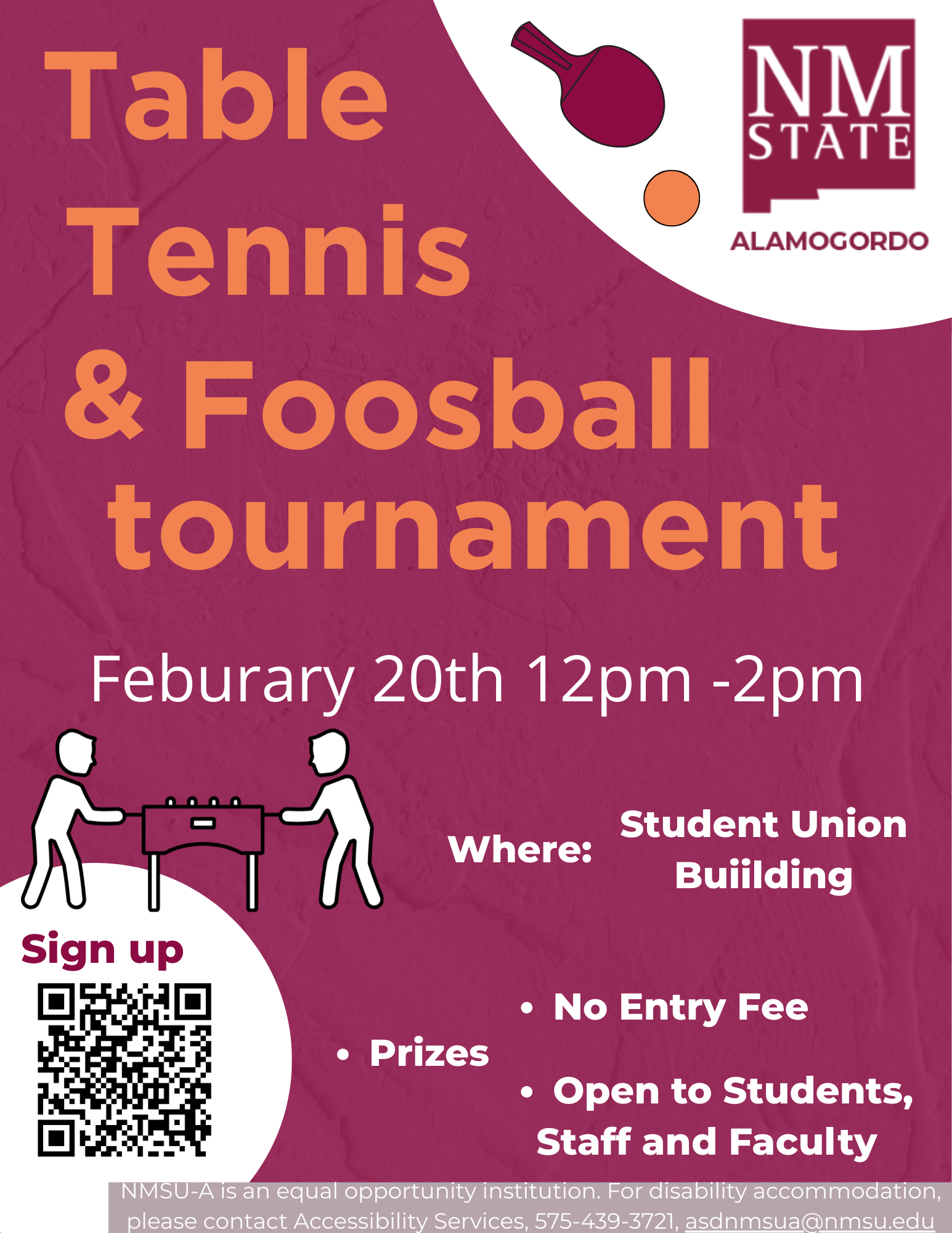 Table Tennis and Foosball tournament