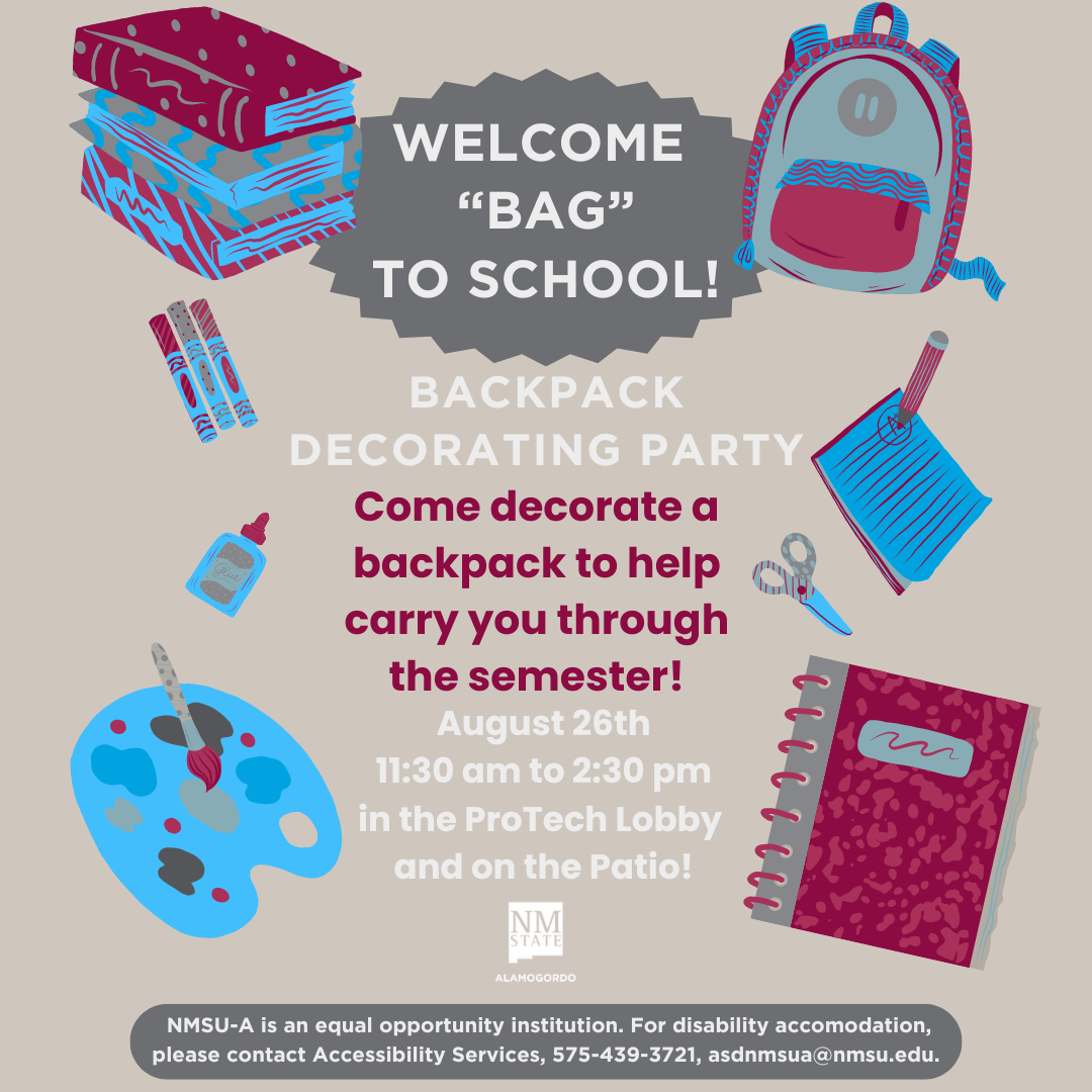 Flyer for the Welcome 'Bag' to School event showing details of the event