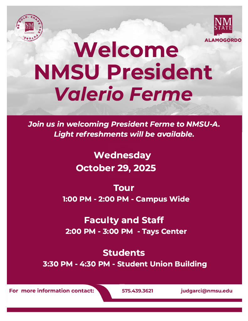 Flyer for Aggie Pathways Advisor Visits at NMSU-A Student Services on October 7, 1:00 pm.
